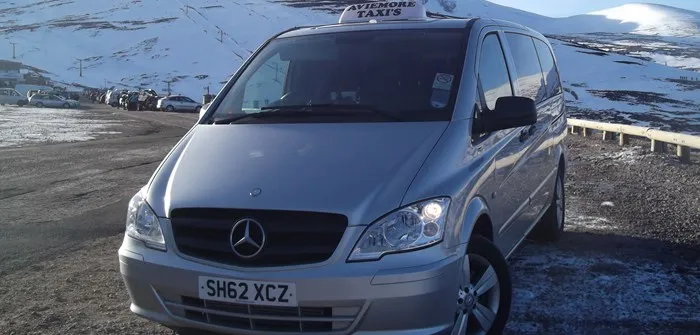 An Aviemore Taxis car ready for a night journey